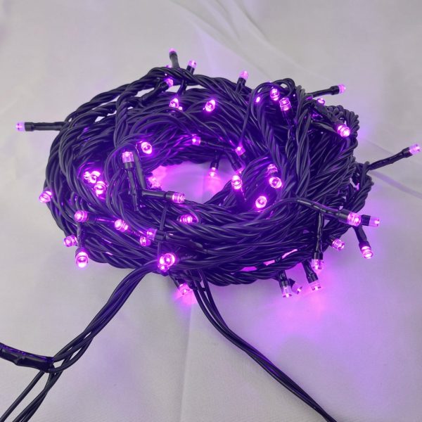 LED 100燈樹燈燈串-紫光-黑線-110V-附控制器(閃爍)