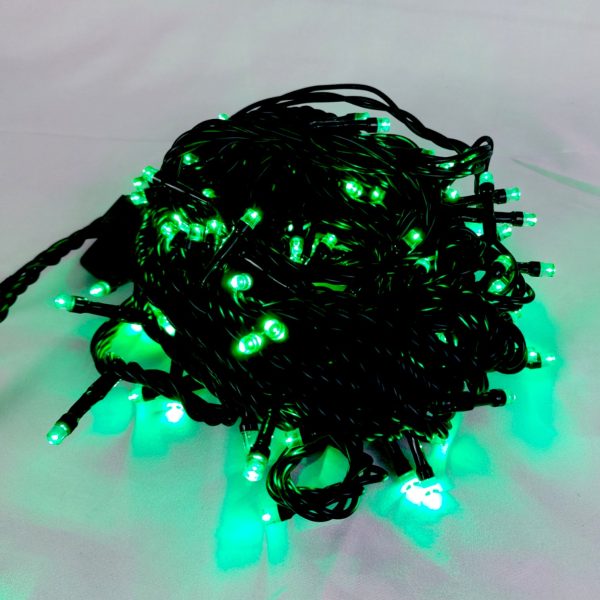 LED 100燈樹燈燈串-綠光-黑線-110V-附控制器(閃爍)