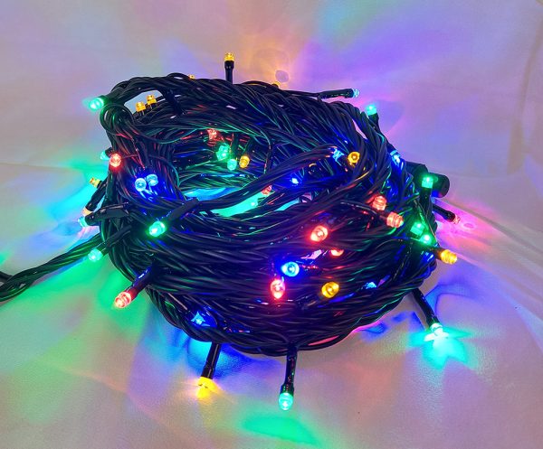 LED 100燈樹燈燈串-四彩-黑線-220V(常亮)