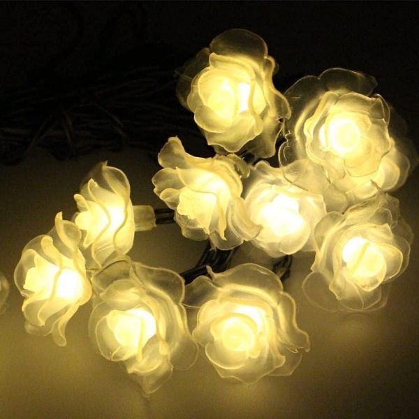 LED 20燈玫瑰花電池燈附USB-暖光-SCX-110B