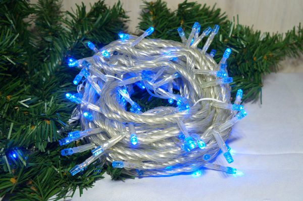 LED 100燈樹燈燈串-藍光-透明線-220V(常亮)