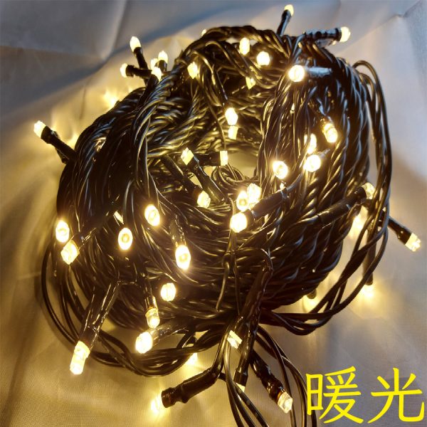 LED 100燈樹燈燈串-暖光-黑線-220V(常亮)