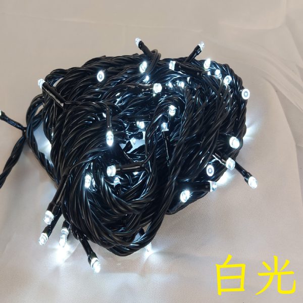 LED 100燈樹燈燈串-白光-黑線-110V(常亮)